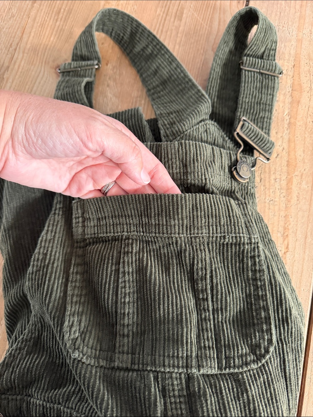 Olive Green Corduroy Overalls